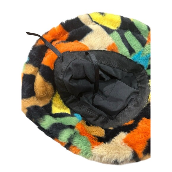 Vintage lined Colorful Rainbow Round Bucket Hat Fuzzy Unisex - Picture 4 of 5